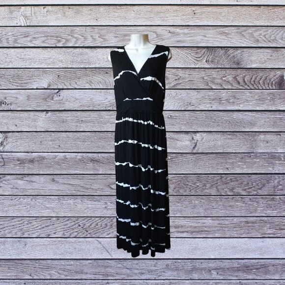 Dresses & Skirts - Women's XL? Faux Wrap Sleeveless Striped Tie Dye Maxi Dress Empire Waist READ